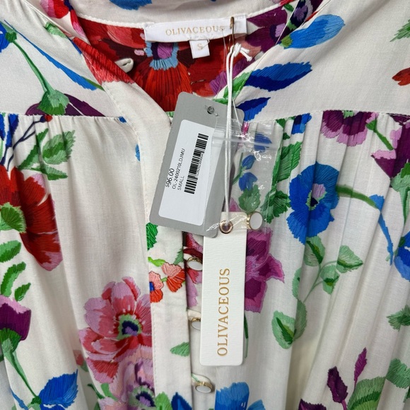 NWT OLIVACEOUS The Annie Dress Button Down Floral Design Long Sleeve Size Small - Picture 5 of 7